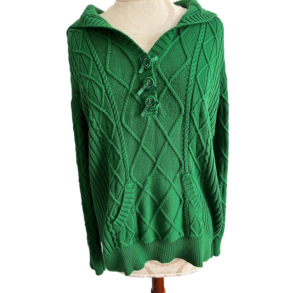 Venezia Women’s Cable Knit Green Pullover Sweater Size 18/20